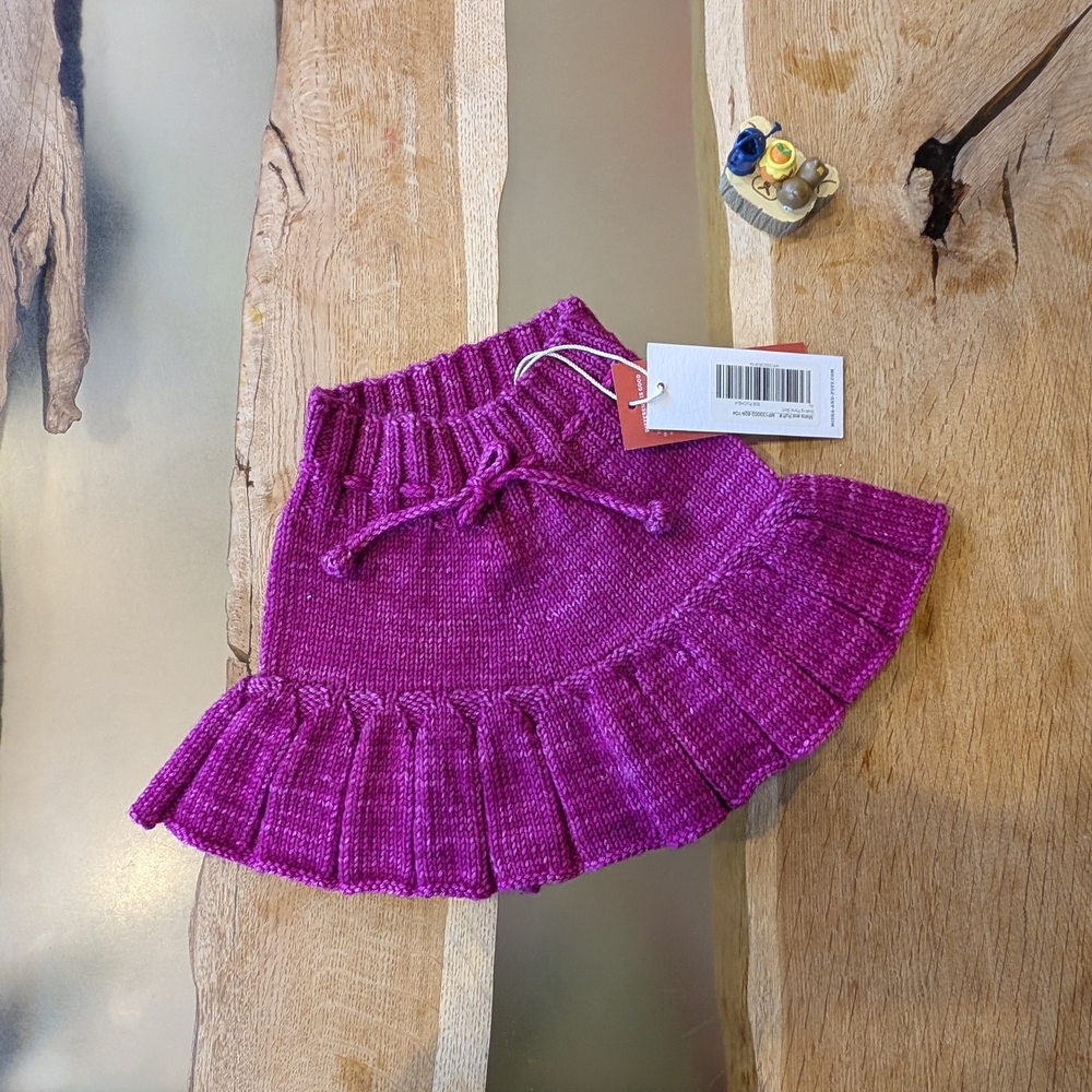 Purple Knit Skirt with Ruffle Hem
